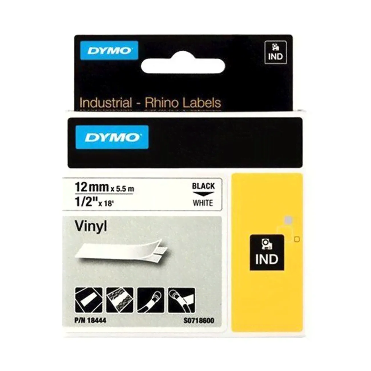 Лента Dymo S0718600/18444 (12 мм, черный на белом)-1