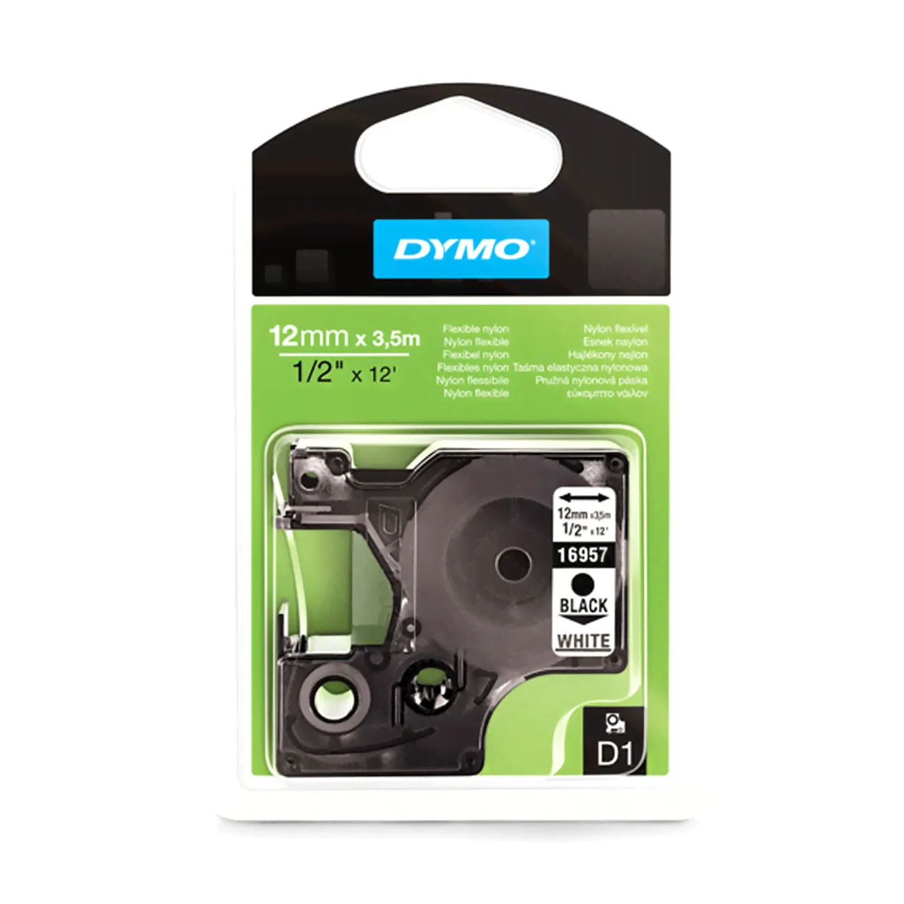 Лента Dymo S0718040/16957 (12 мм, черный на белом)