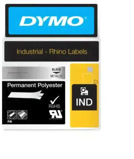 Картридж c полиэстровой лентой для принтеров DYMO Rhino, черный шрифт, 5.5 м х 9 мм Металлик (DYMO18485)-0