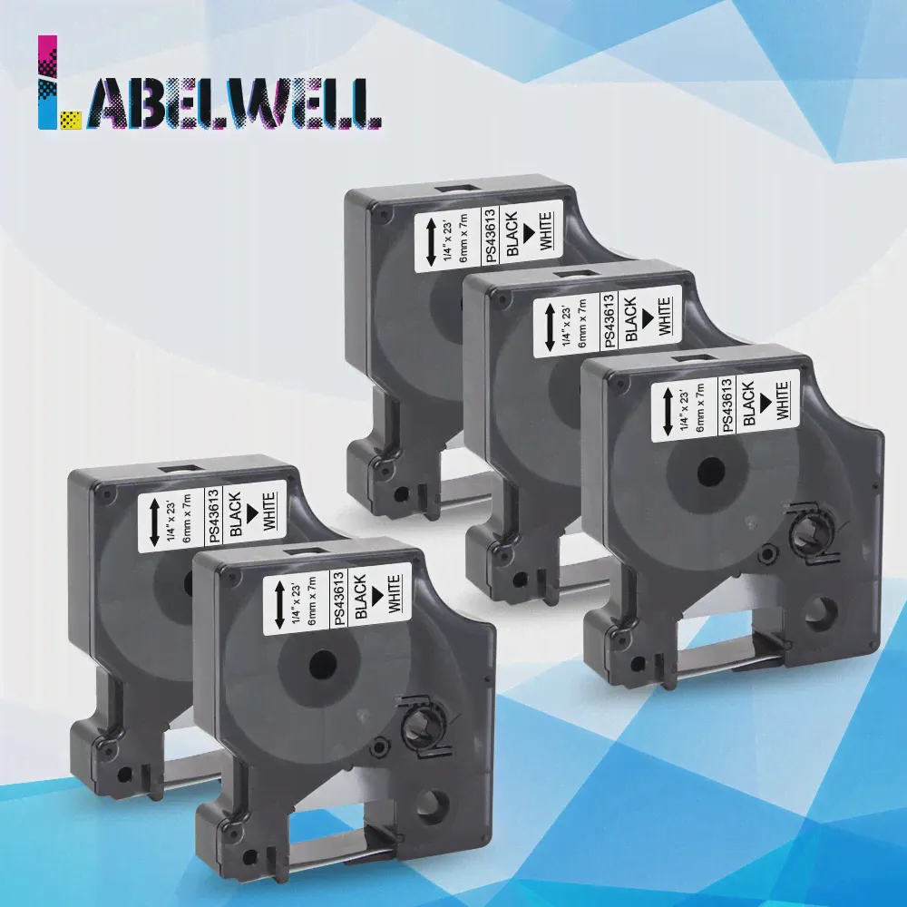 Labelwell Совместимый dymo D1 43613 6 мм * 7 м d1 этикеточная лента ленточная кассета замена для принтера этикеток Dymo label manager LM 160 280-0