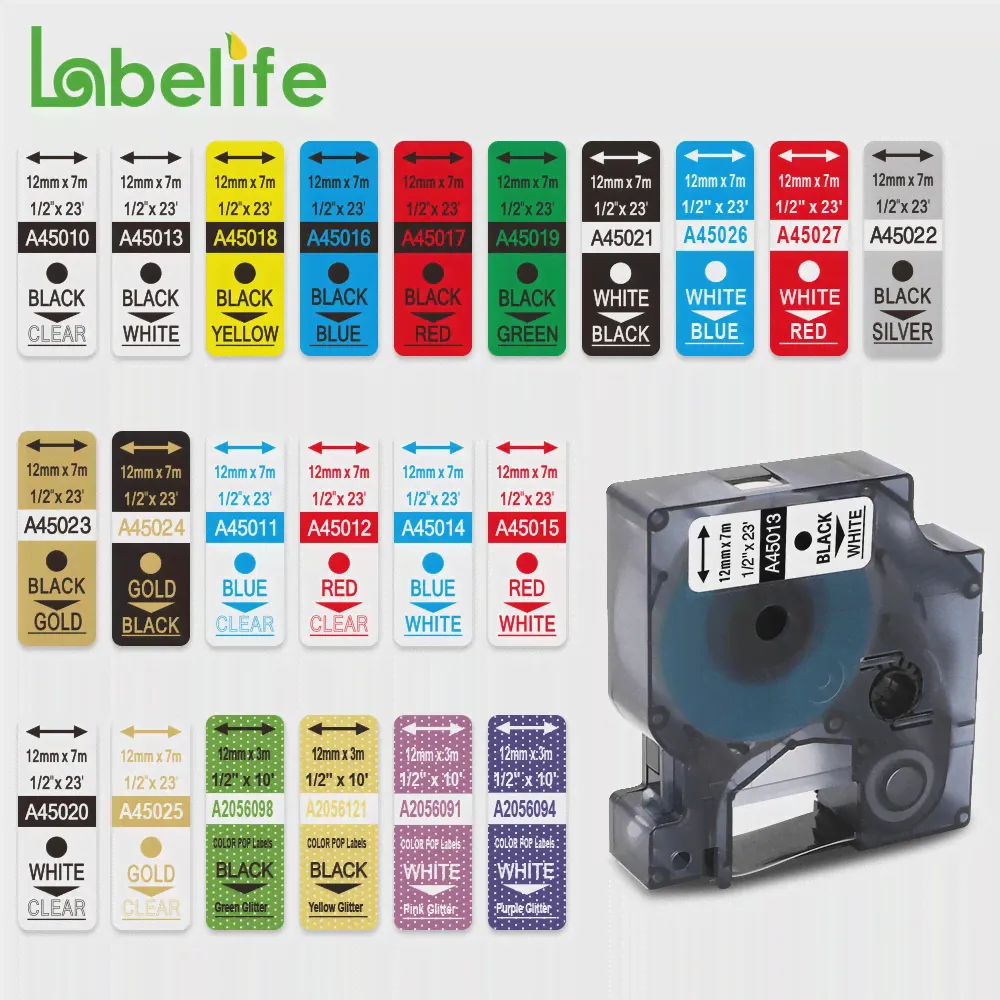 Ленты для этикеток Labelife 45013 45010, картридж D1 45013, совместимый с Dymo LabelManager Writer Maker 280 160 260P 45803 43613 40913-0