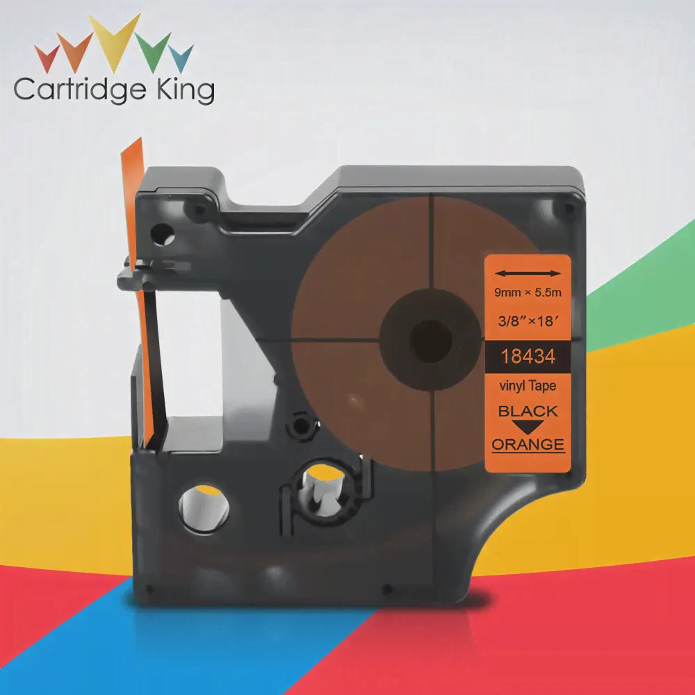 9 мм виниловые этикетки 18434 Совместимы для виниловой ленты Dymo Rhino 18434 Black On Orange Work для Rhino 4200 5200-0