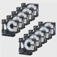 10/20PK 45010 45800 Черный на прозрачной 12/19 мм этикеточной ленте, Совместимой с Принтером этикеток Dymo D1 100 350 360 450 500 Label Manager