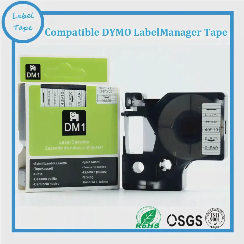 3 шт./лот, 9 мм, черная Прозрачная Клейкая Лента Dymo D1 LabelManager, Совместимая с Картриджной лентой Dymo LabelManger D1 40910-0