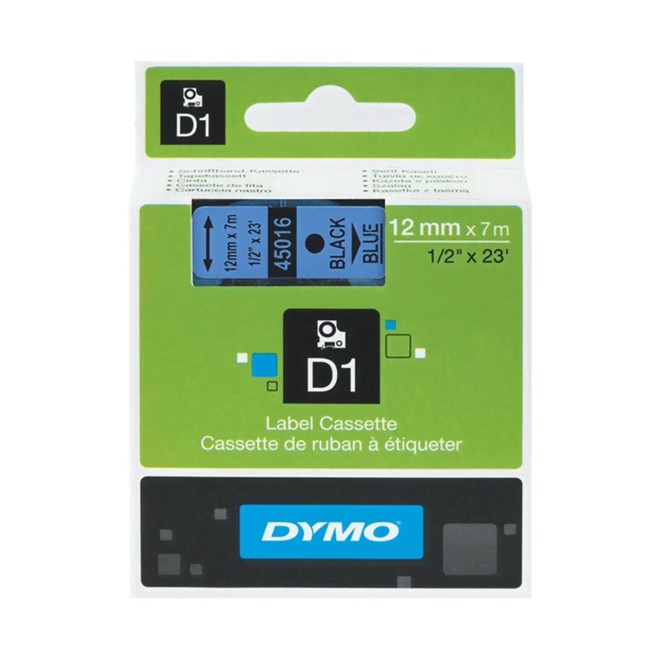 Лента Dymo S0720560/45016 (12 мм, черный на синем)-0