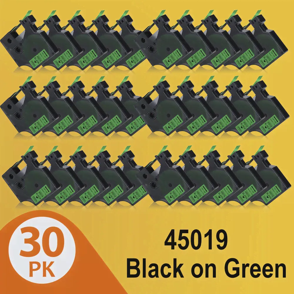 Ленты 30PK 45019, Совместимые для принтера Dymo D1 45019 12 мм, черная на зеленом лента для принтера Dymo LabelManager LM160 LM280 LM210 LM260P