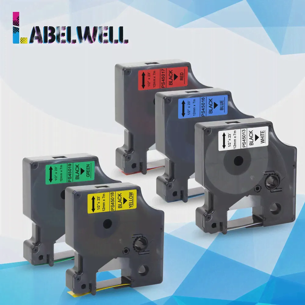 Labelwell Совместимая этикеточная лента Dymo D1 45013 Многоцветная лента для производителя этикеток Dymo 160 280 100 45013 45016 45017 45018 45019