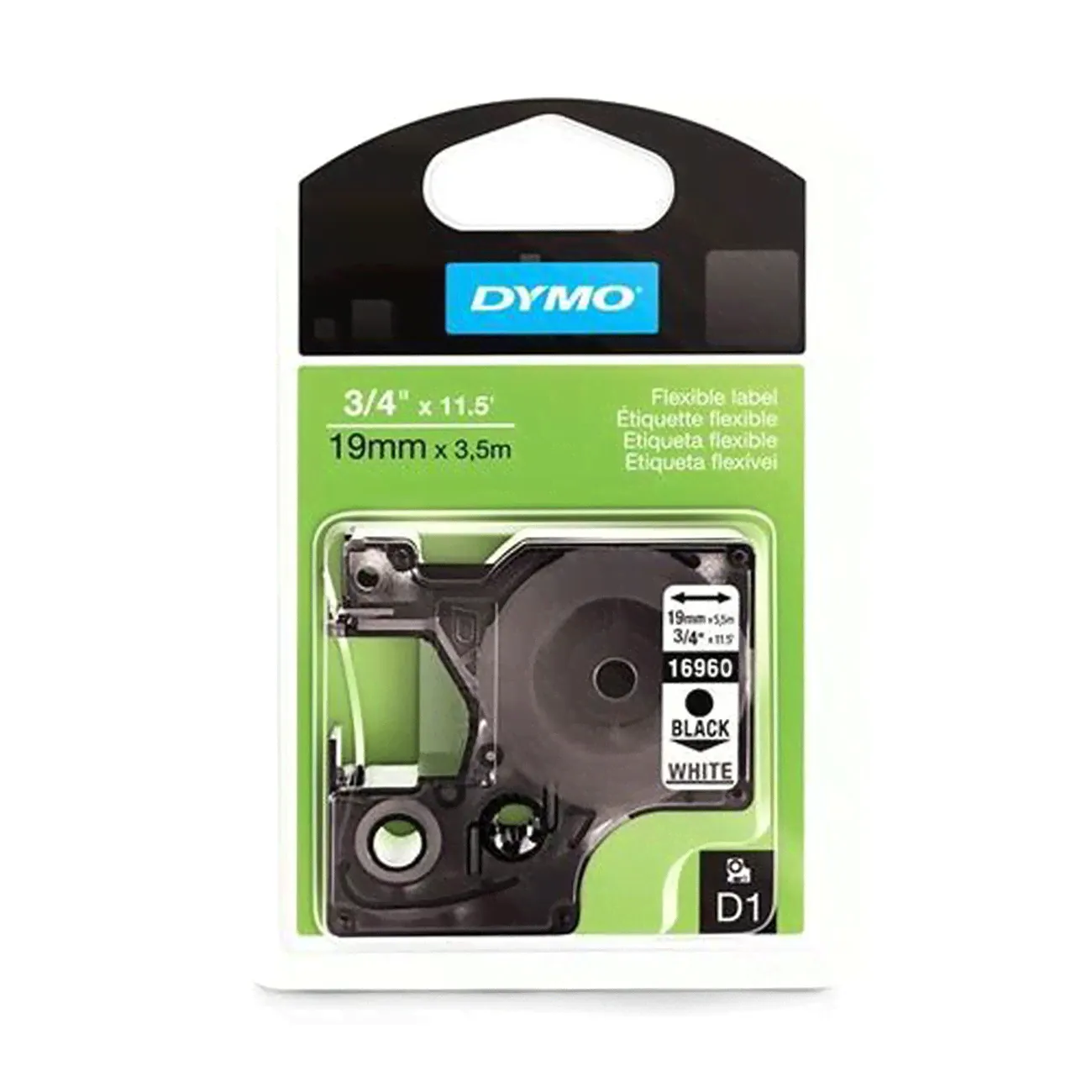 Лента Dymo S0718070/16960 (19 мм, черный на белом)